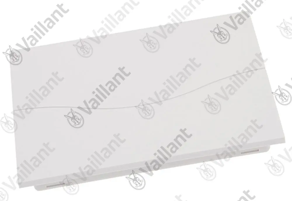Vaillant Abdeckung für Reglerschacht in grauer Farbe, flache rechteckige Form, mit geschwungener Linie auf der Oberfläche.